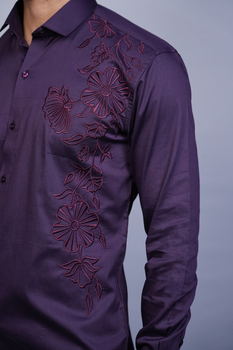 Night Purple Floral Vines Shirt