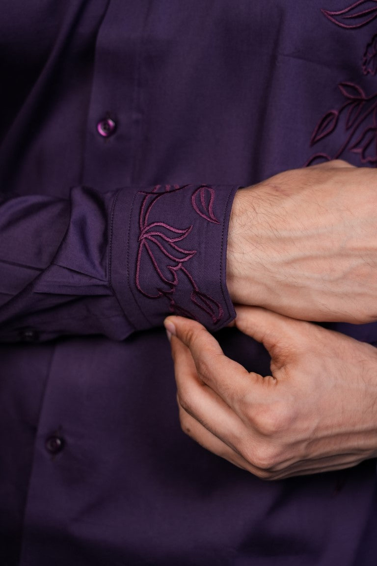 Night Purple Floral Vines Shirt