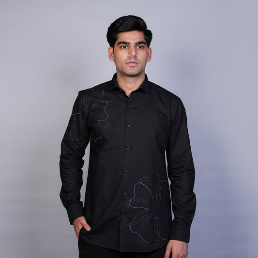 Jet Black Petal Stitch Shirt