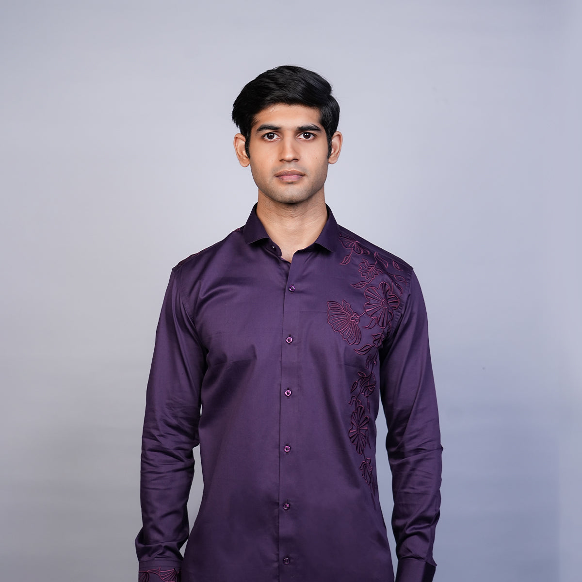 Night Purple Floral Vines Shirt