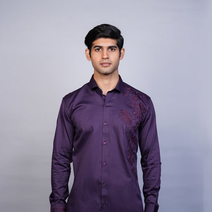 Night Purple Floral Vines Shirt