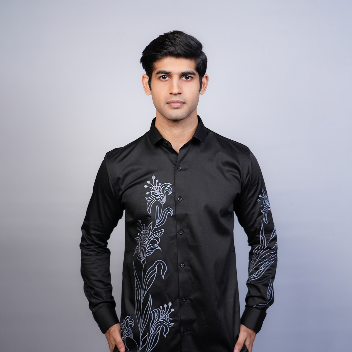 Jet Black Lily Bouquet Shirt
