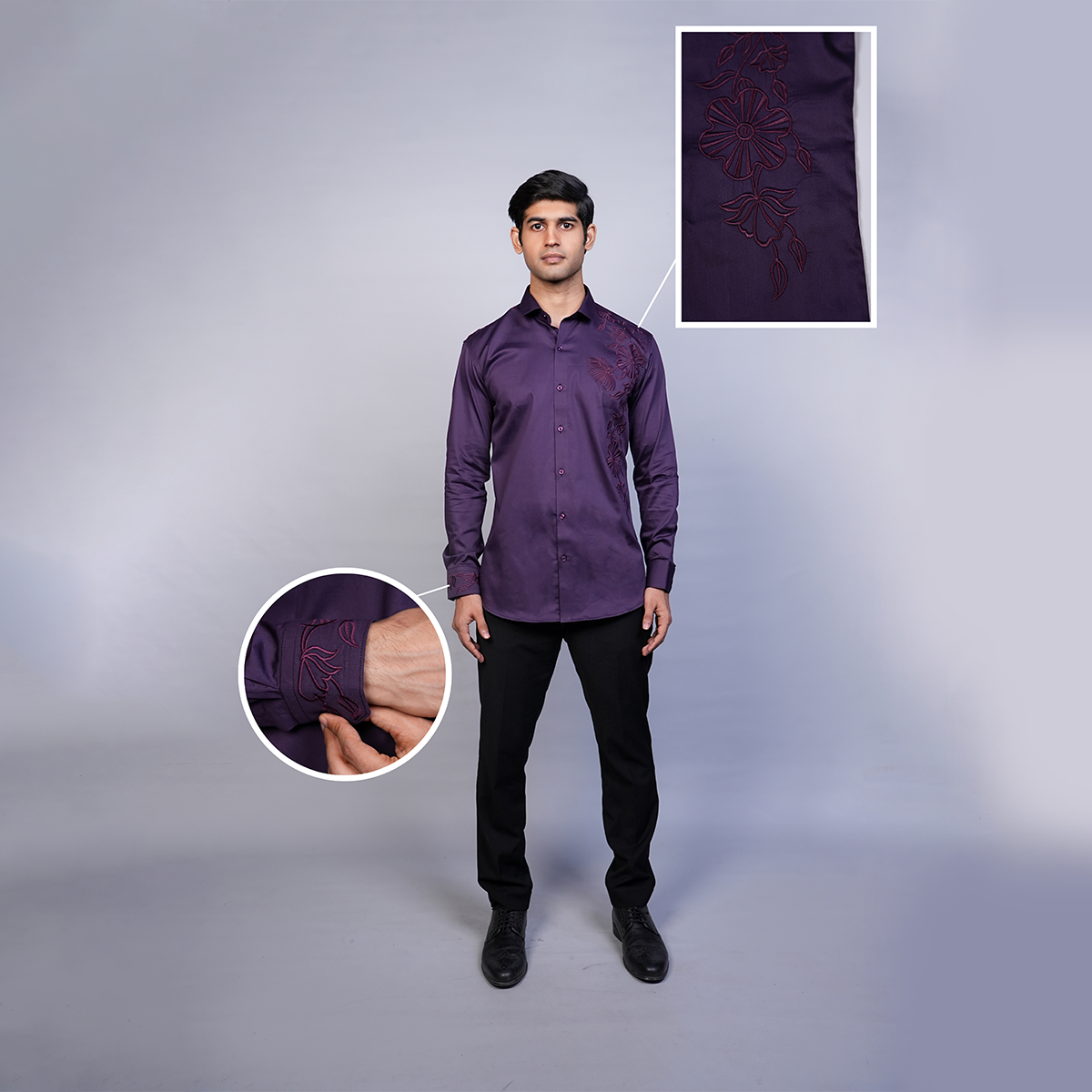 Night Purple Floral Vines Shirt
