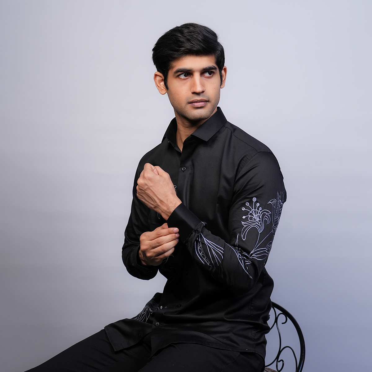 Jet Black Lily Bouquet Shirt