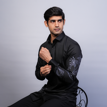 Jet Black Lily Bouquet Shirt
