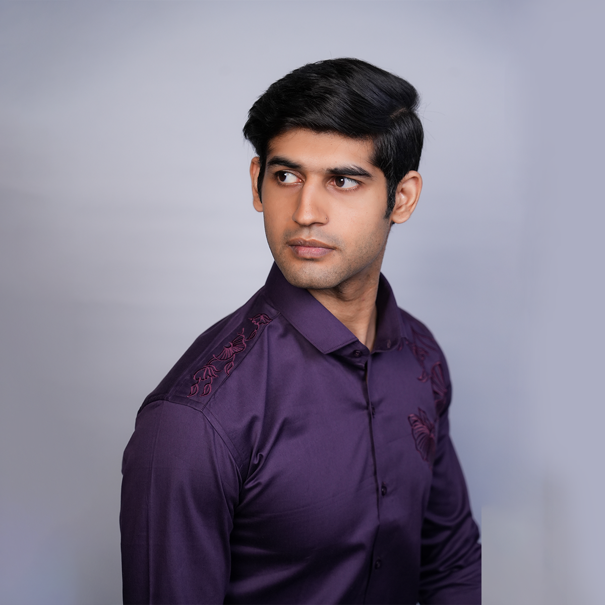 Night Purple Floral Vines Shirt