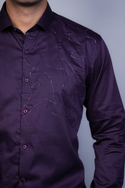 Night Purple Starry Waves Shirt