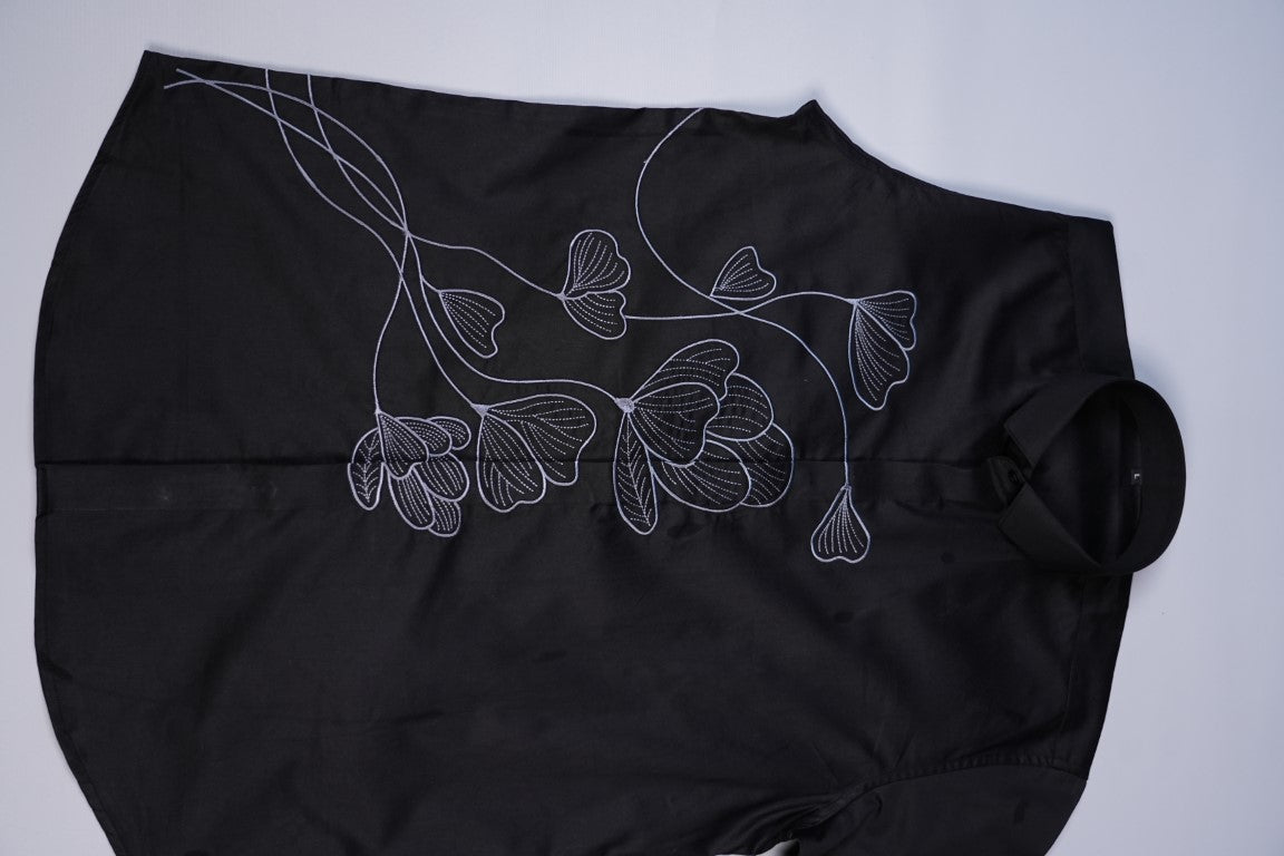 Jet Black Floral Flow Shirt