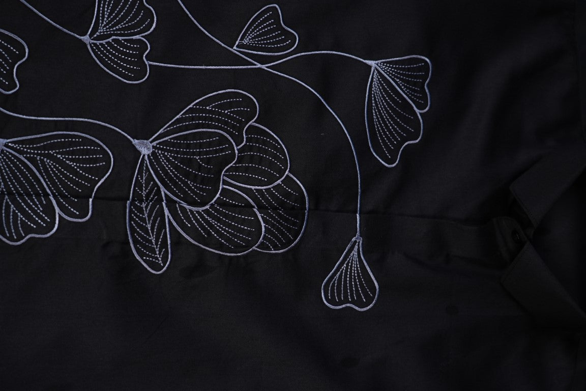 Jet Black Floral Flow Shirt